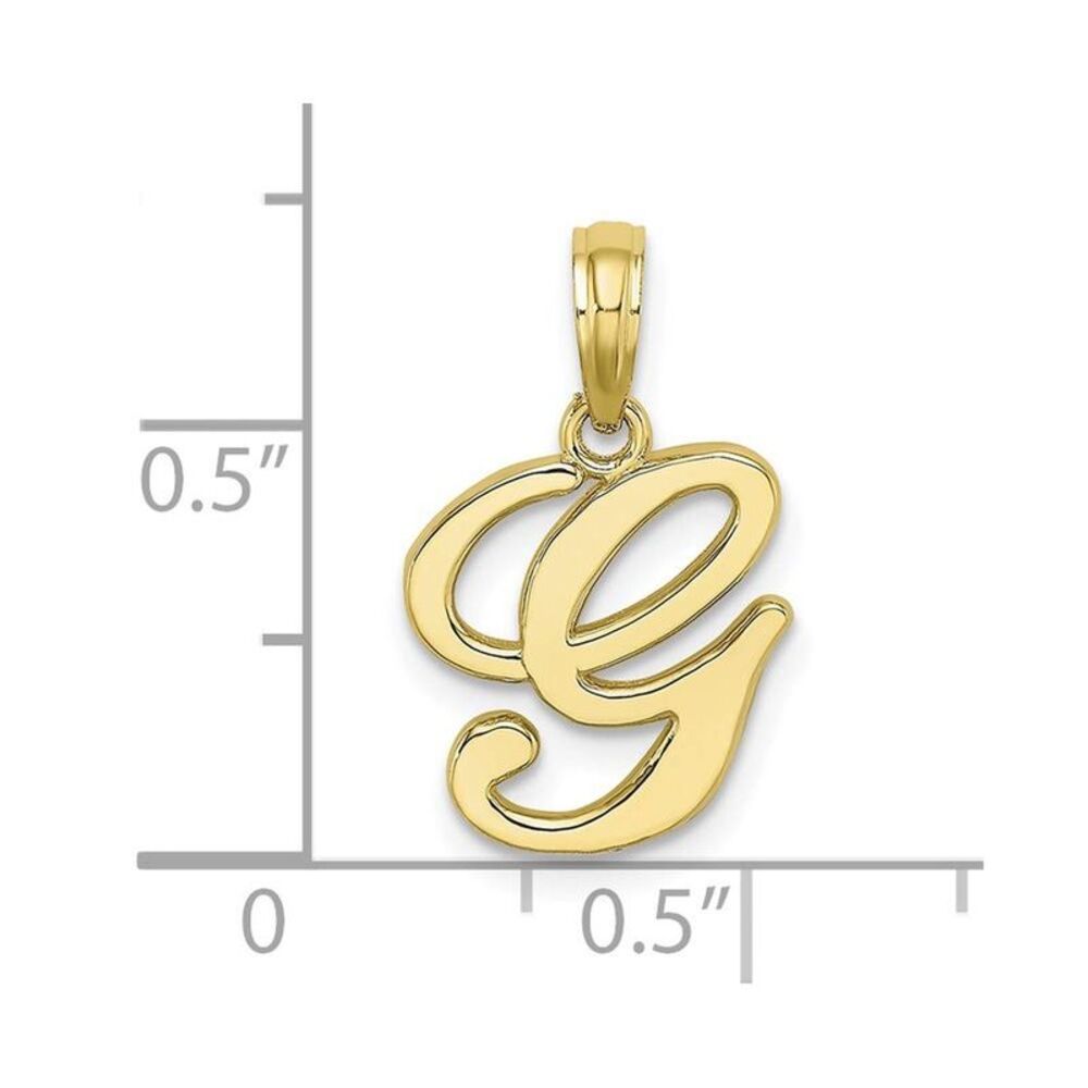 10k Yellow Gold Polished G Script Initial Charm - image 8